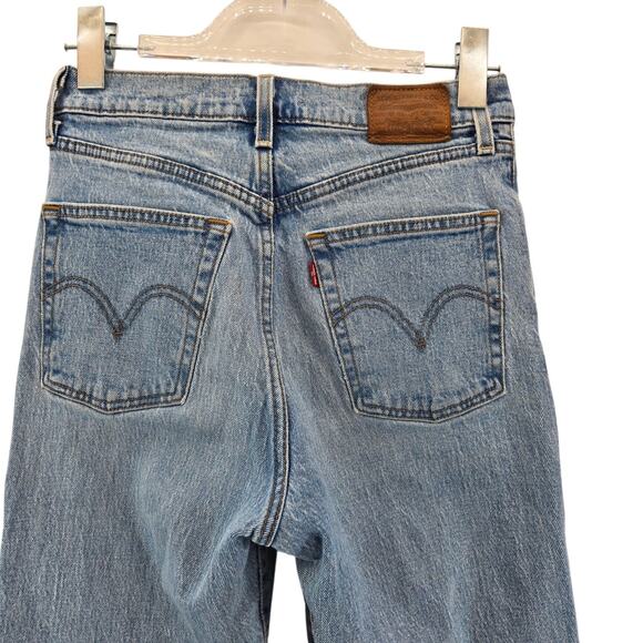 Levi's Jeans Womens 26 Premium Ribcage Crop Flare High Rise Raw Hem Comfort - Picture 7 of 14